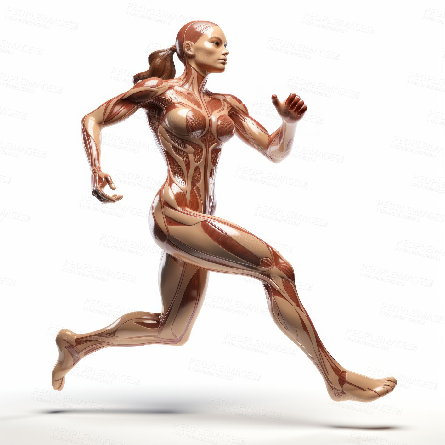 Buy stock photo Human body in running motion. Medical education anatomy concept