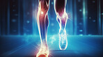 Joint pain or injury while running. Xray of training athlete with sport accident