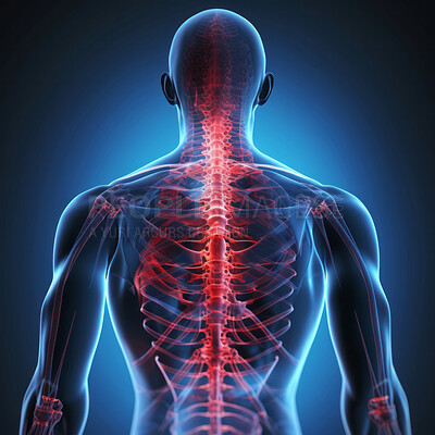 Human body anatomy xray. Pain inflammation medical injury illustration.