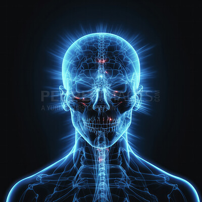 Abstract human head scan. Wellness or disease concept, medical education