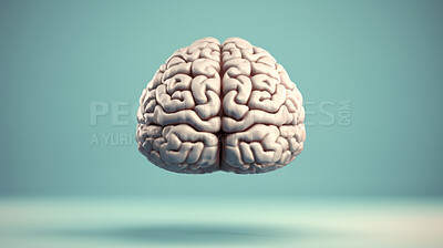 Brain illustration on blue background, for education, learning or mental health growth
