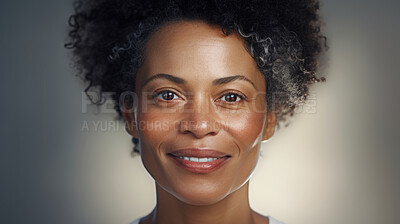 Radiant mature senior model woman smiling for spa beauty and skincare in studio
