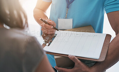 Buy stock photo Cropped shot of a courier making a delivery to a businesswoman in her office