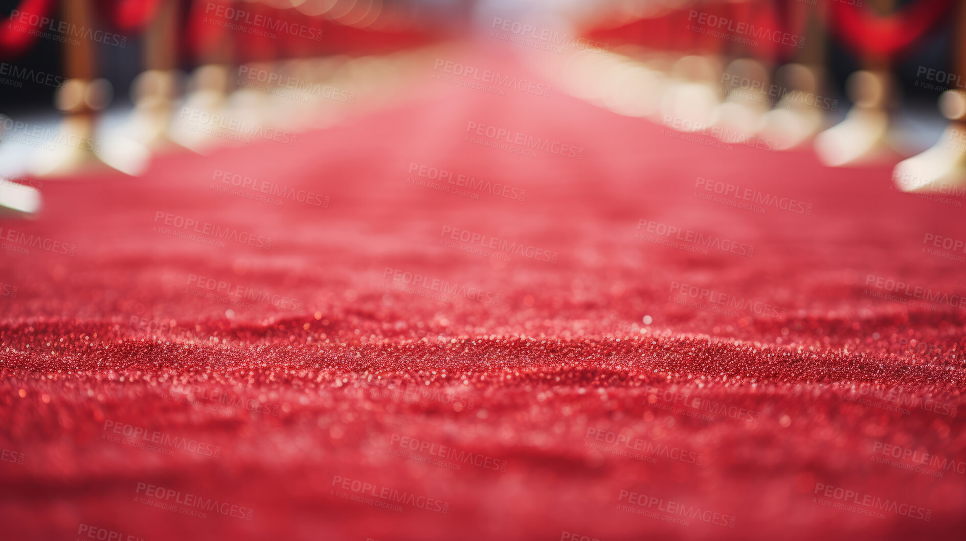 Buy stock photo Red carpet entrance path with barriers. Festive award ceremony event