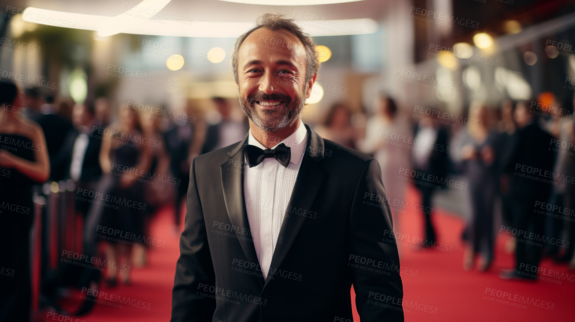 Buy stock photo Male actor director on celebrity red carpet. Festive award ceremony event