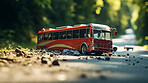 Bus crash road accident. Emergency insurance transport damage report