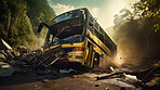 Bus crash road accident. Emergency insurance transport damage report