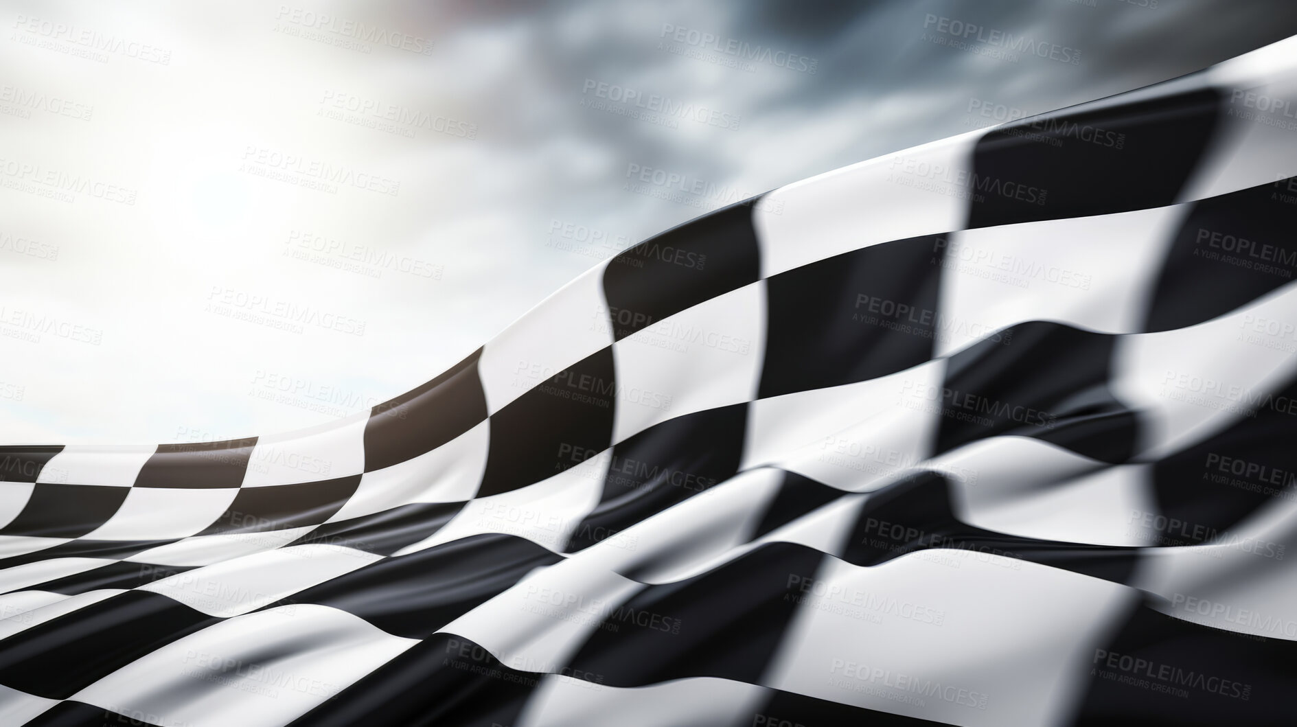 Buy stock photo Black and white checkered flag. Motorsport racing symbol concept