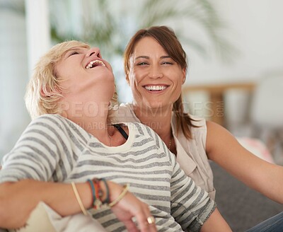 Buy stock photo Portrait of a lesbian couple relaxing at home