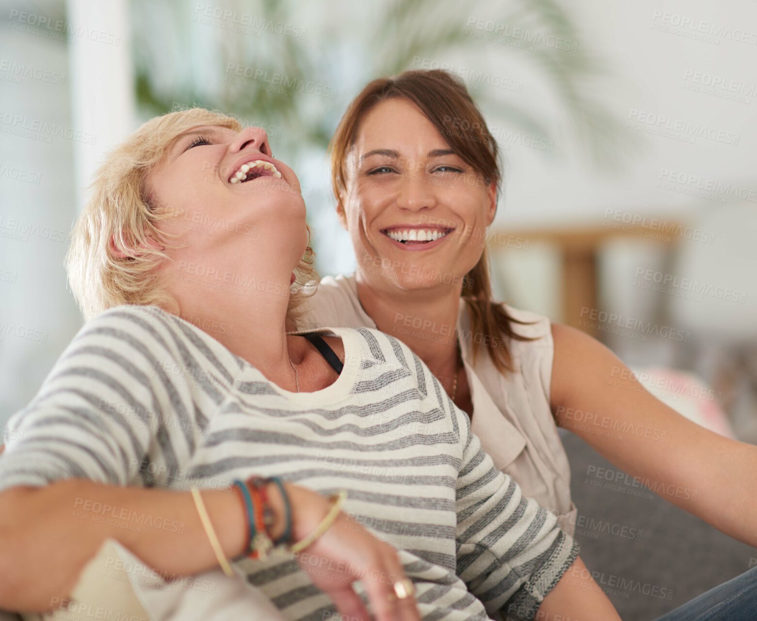 Buy stock photo Portrait of a lesbian couple relaxing at home