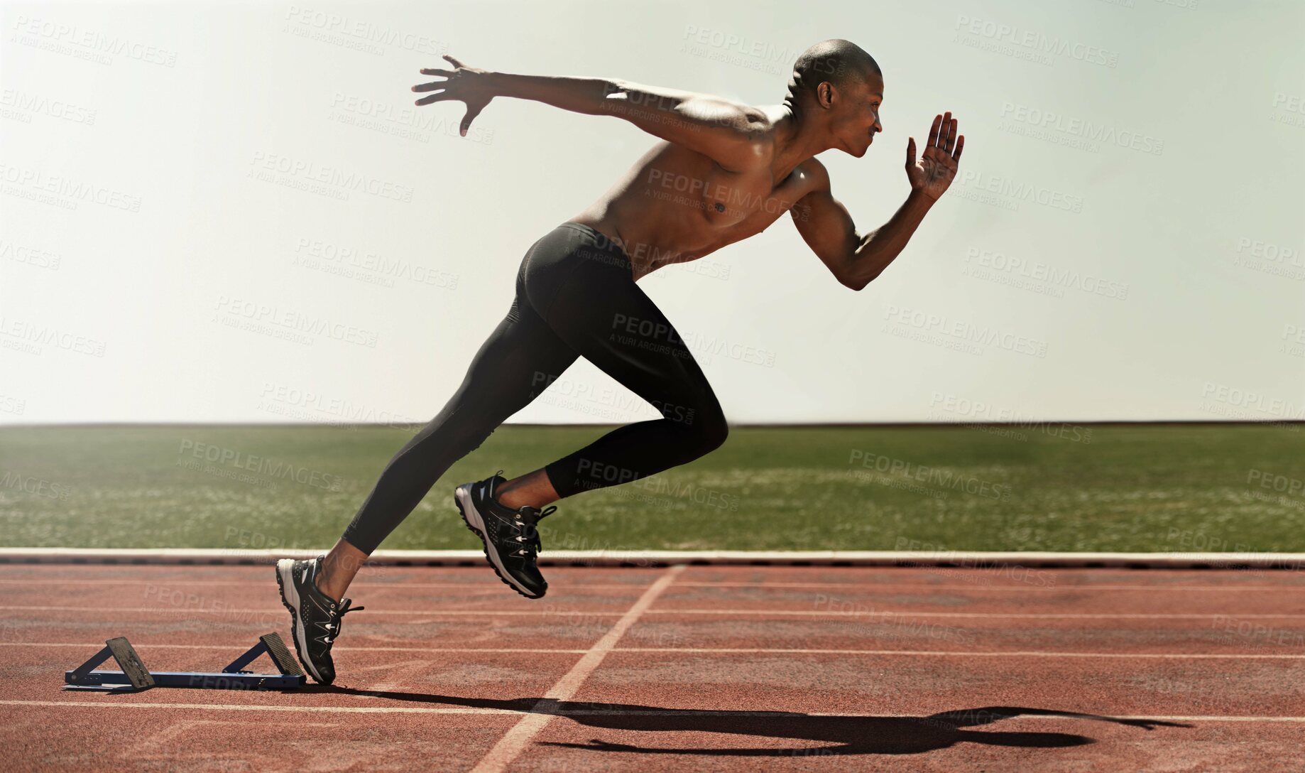 Buy stock photo An athlete running on track