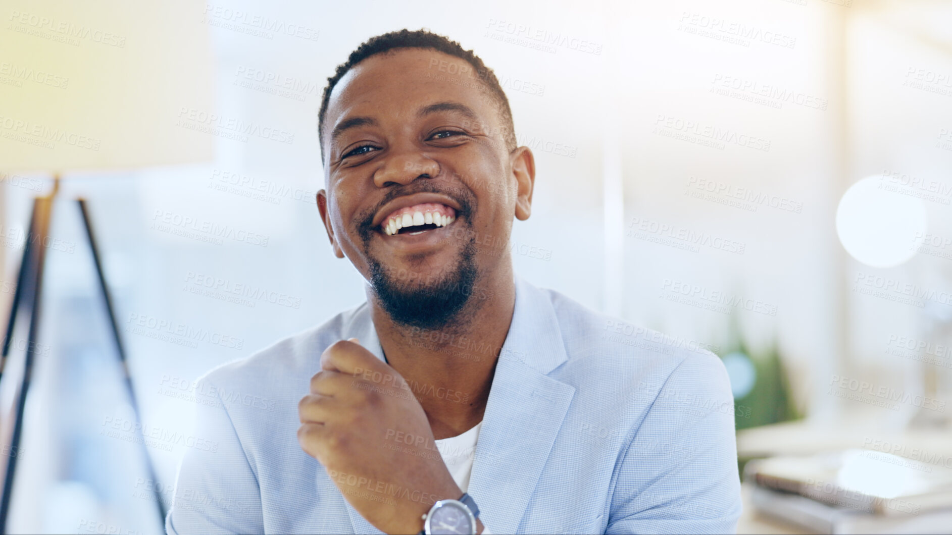 Buy stock photo Portrait, black woman and professional in office for corporate company and positive mindset for career. Law, attorney and legal advisor with happiness or business employee with pride for court or job