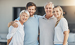 Real estate, senior parents or portrait of happy family with smile in new house, apartment or residence. Retirement, mature mom or father with loan, woman or proud man moving in property investment