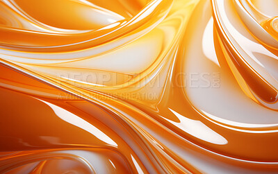 Vibrant orange 3d liquid paint swirls. Abstract background concept.