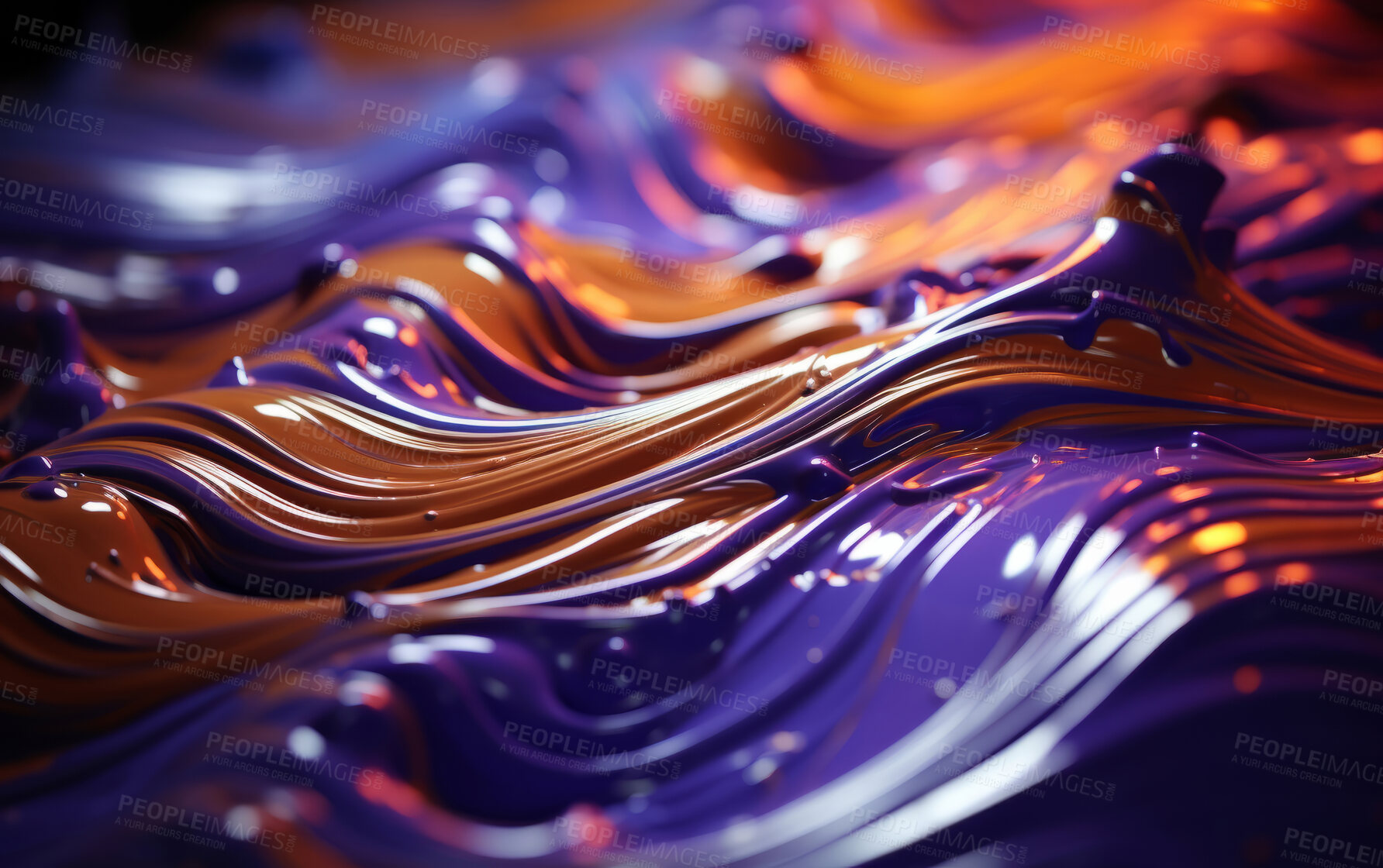 Buy stock photo Vibrant 3d liquid paint swirls. Abstract background concept.