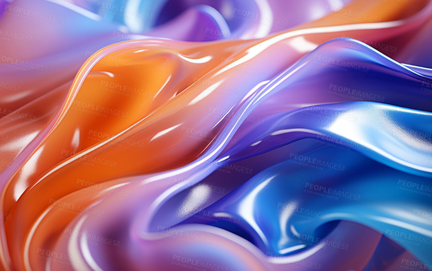 Buy stock photo Vibrant 3d liquid paint swirls. Abstract background concept.