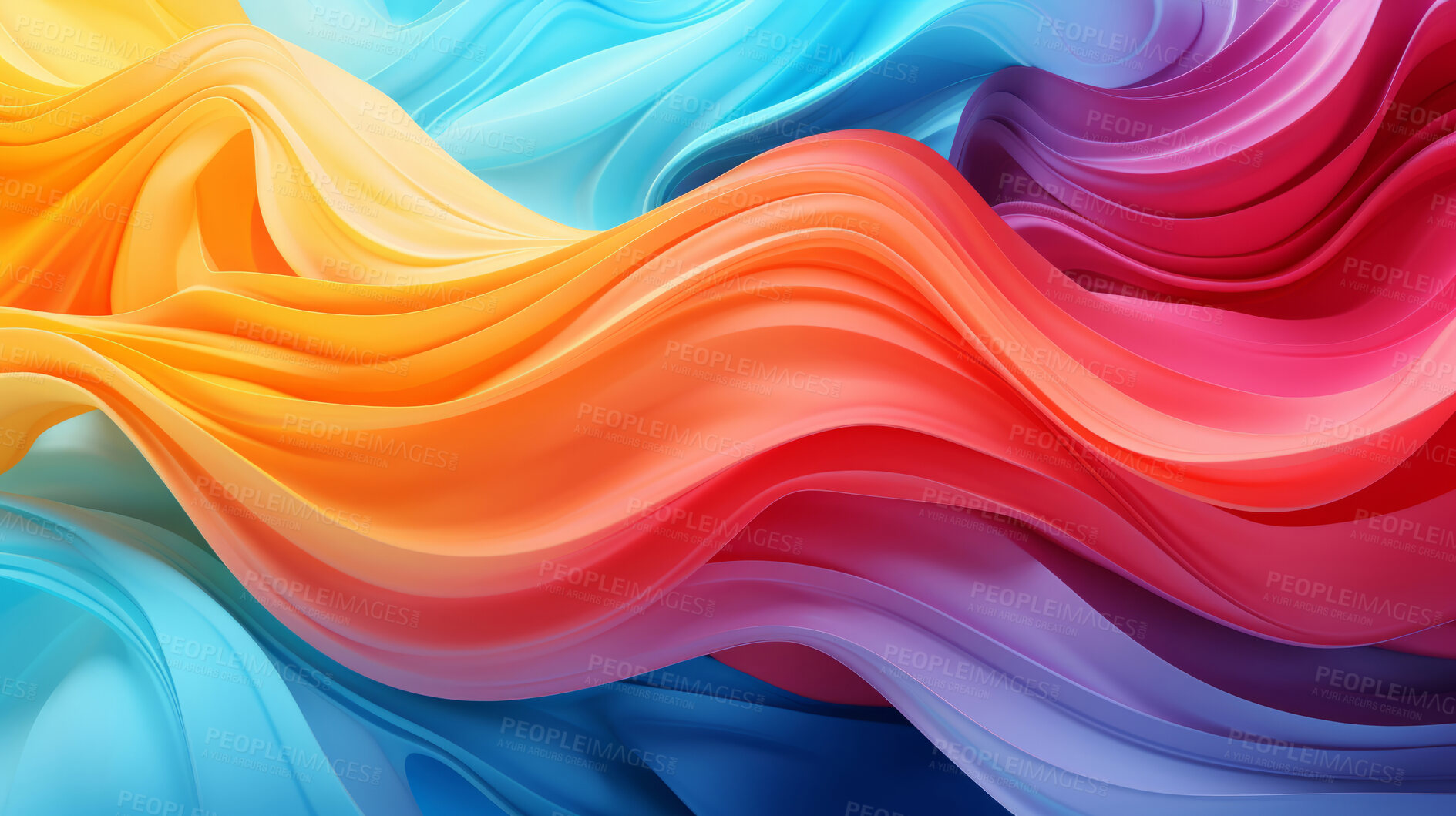 Buy stock photo Colorful vibrant, flowing 3d illustration. Abstract background concept.