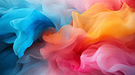 Colorful vibrant, smokey flowing, puff cloud. Abstract background concept.