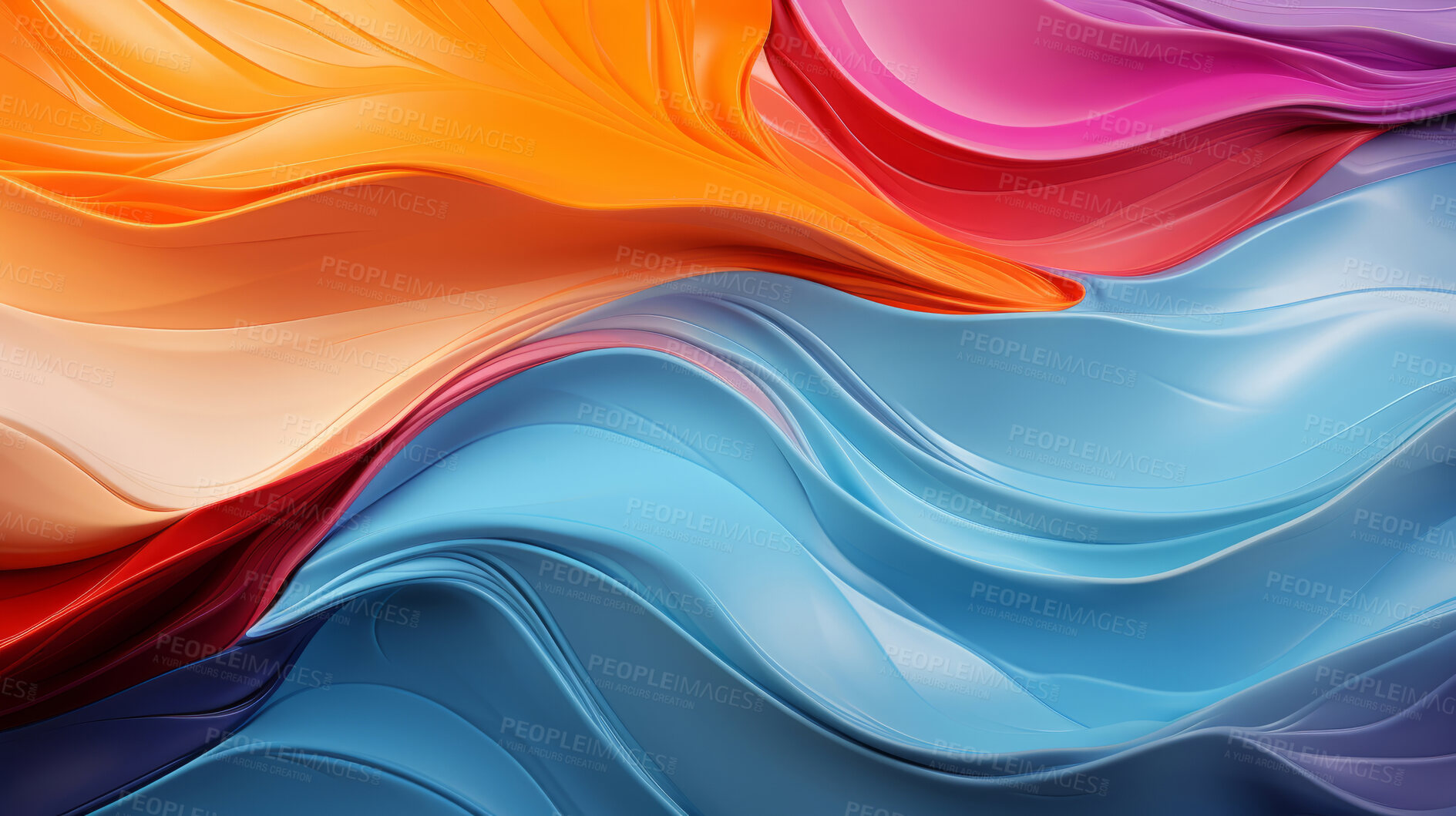 Buy stock photo Colorful vibrant, flowing 3d illustration. Abstract background concept.