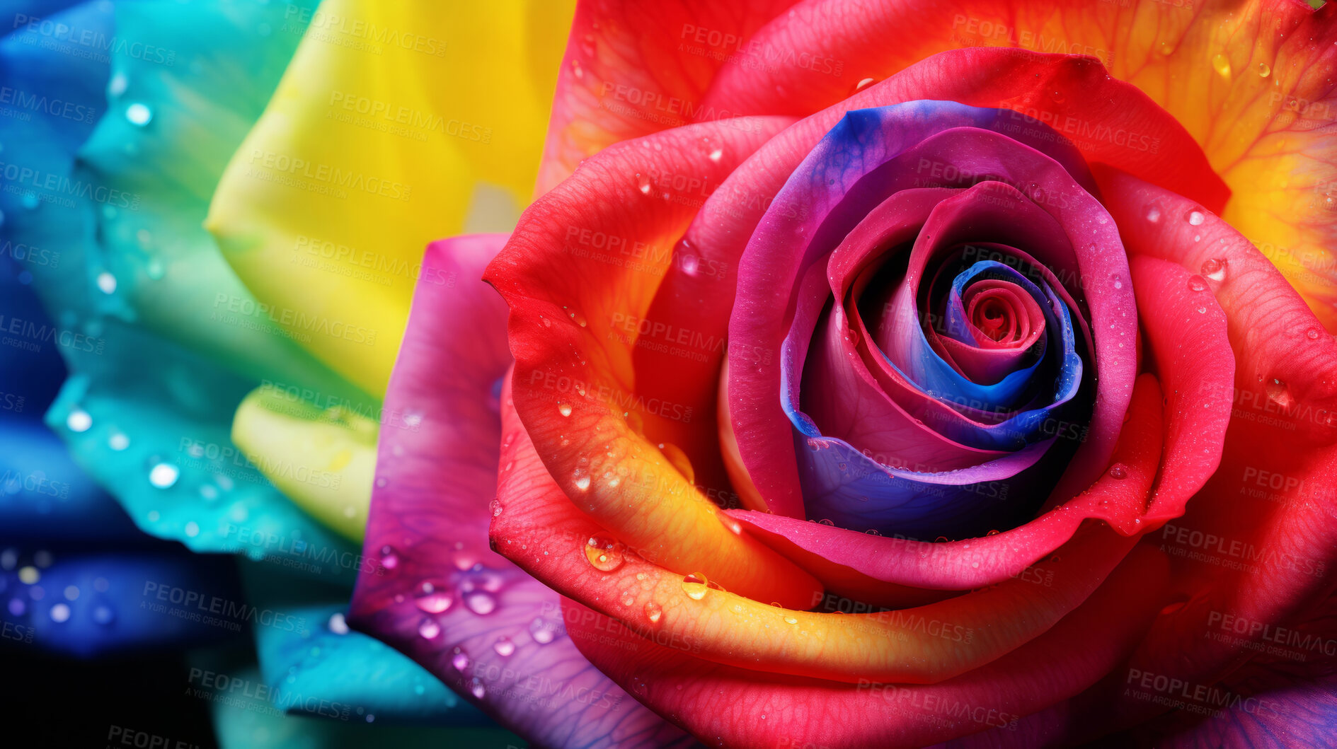 Buy stock photo Close-up of colourful flower. Rainbow colour.Digital wallpaper concept.