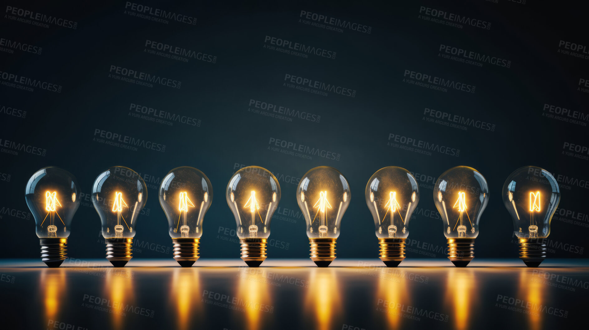 Buy stock photo Hanging lightbulbs. Innovation, data connection concept. Teamwork technology development