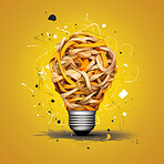 Yellow paper lightbulb. Creative, innovative, idea concept. Brainstorm solution.