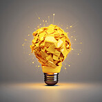 Yellow paper lightbulb. Creative, innovative, idea concept. Brainstorm solution.