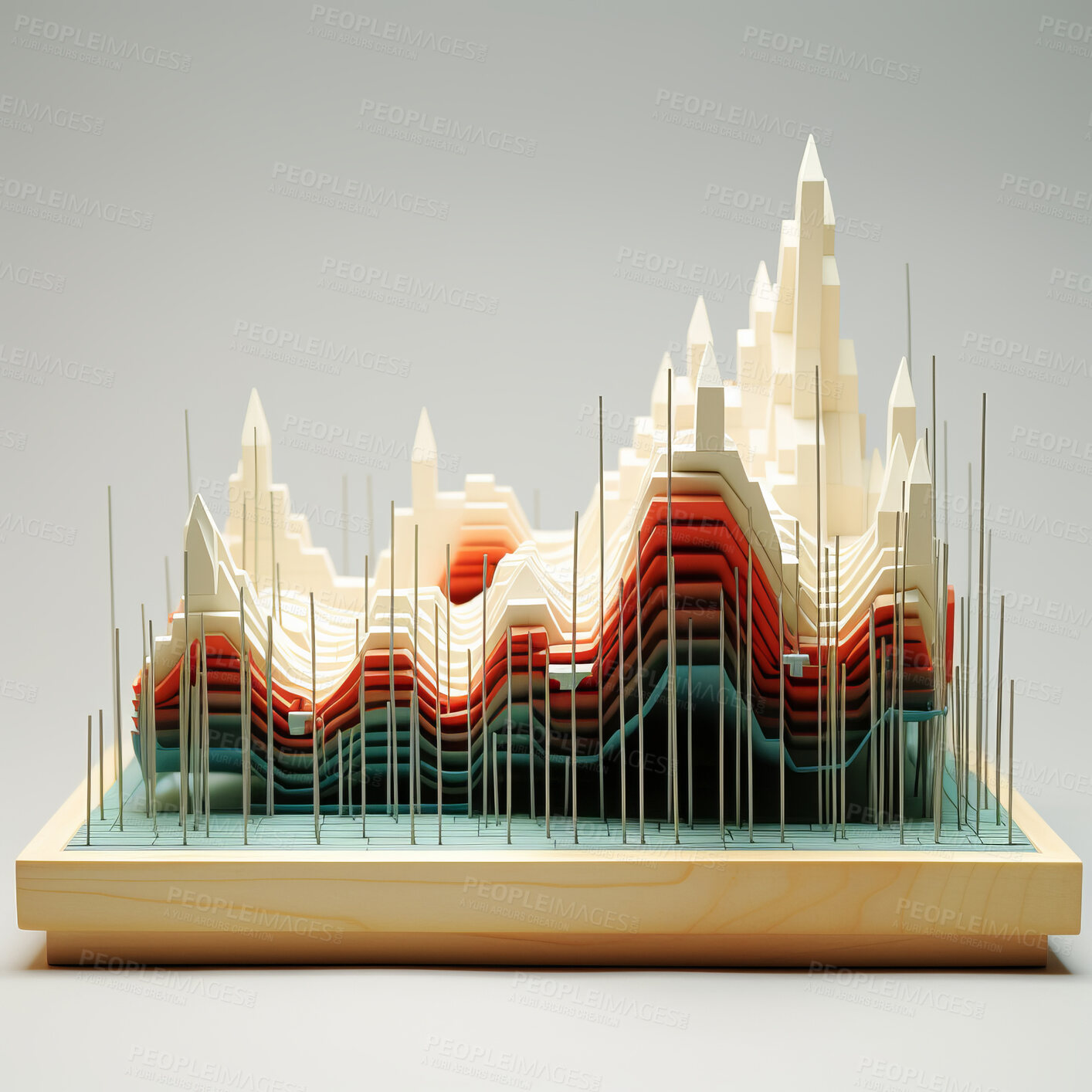 Buy stock photo 3d Abstract art heart rate model. Measure heartbeat pulse data