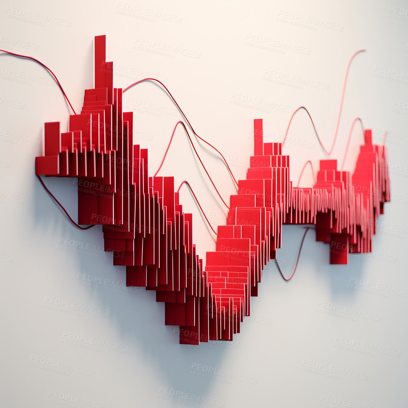 Buy stock photo 3d Abstract art heart rate model. Measure heartbeat pulse data