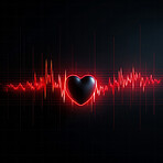 Abstract art heart rate. Heart shape heartbeat pulse for love concept