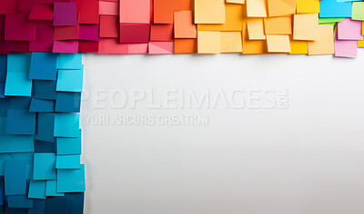 A frame of sticky notes around a white empty space. Copy space concept.