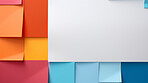 A frame of sticky notes around a white empty space. Copy space concept.