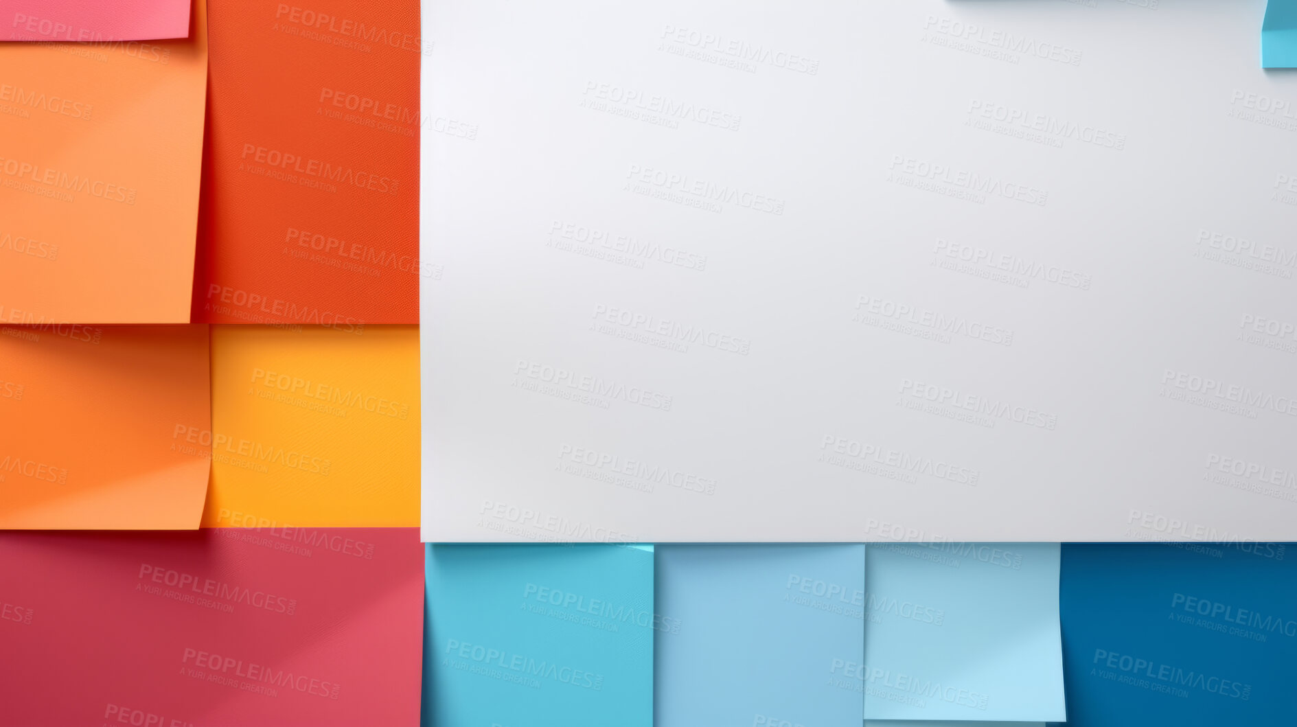 Buy stock photo A frame of sticky notes around a white empty space. Copy space concept.