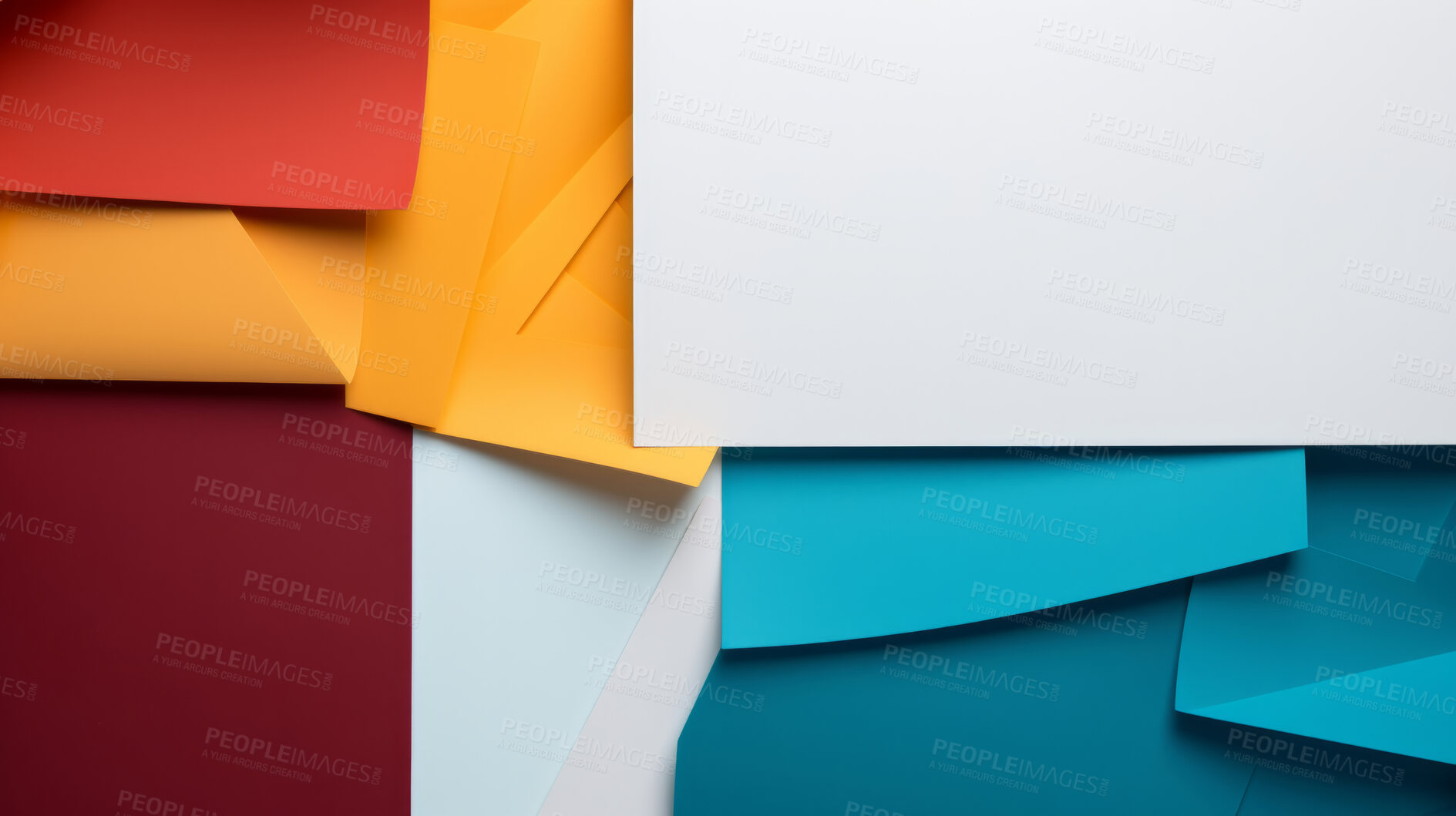 Buy stock photo A frame of colorful shapes around a white empty space. Copy space concept.