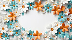 Paper flower decor on background. Abstract copy space concept.