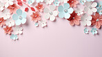 Paper flower decor on background. Abstract copy space concept.