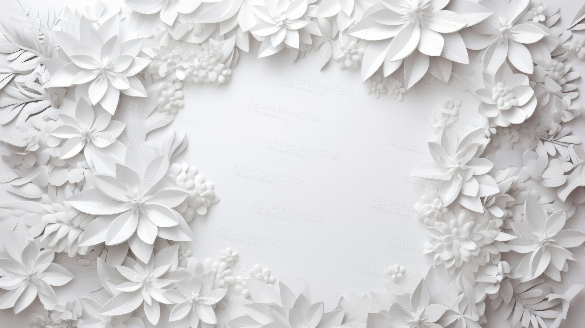 Buy stock photo Paper flower decor on background. Abstract copy space concept.