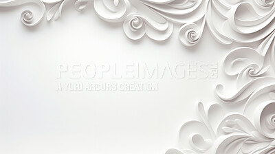 Buy stock photo Paper flower decor on background. Abstract copy space concept.