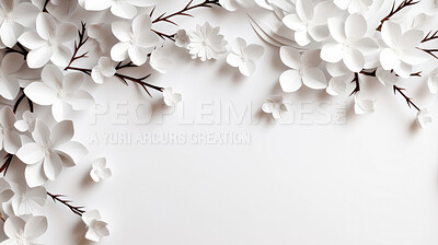 Paper flower decor on background. Abstract copy space concept.