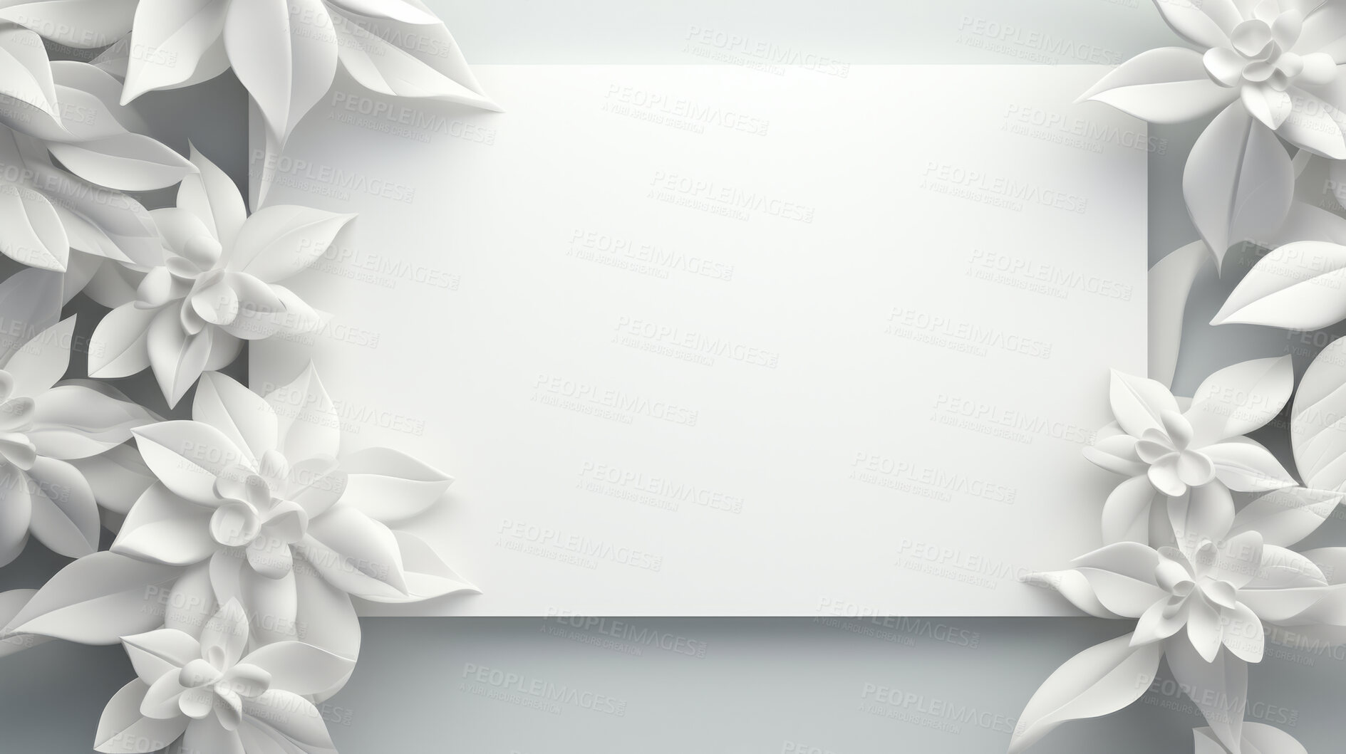 Buy stock photo Paper flower decor on background. Abstract copy space concept.