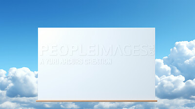 Rectangle banner against cloudy background. Copy space concept.