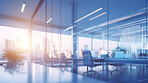 Modern open office interior for corporate business or call centre with blurred background