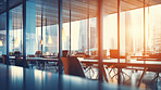 Modern open office interior for corporate business or call centre with blurred background