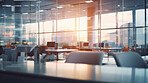 Modern open office interior for corporate business or call centre with blurred background