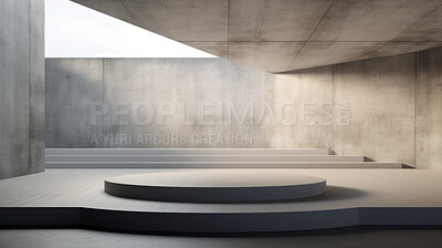 Blank concrete space interior, 3d rendering or showroom platform for product display