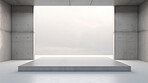 Blank concrete space interior, 3d rendering or showroom platform for product display