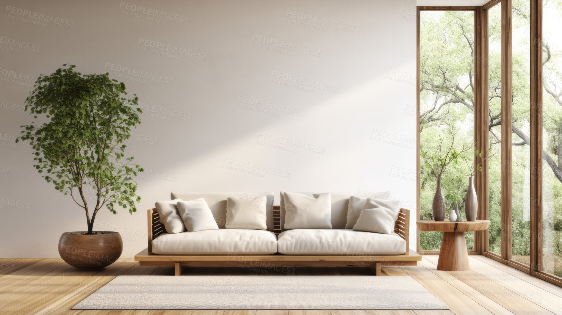 Buy stock photo Stylish interior design background. Couch and decor  in a modern living room