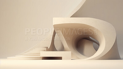 Abstract architecture design background, intricate futuristic concrete interior 3d render