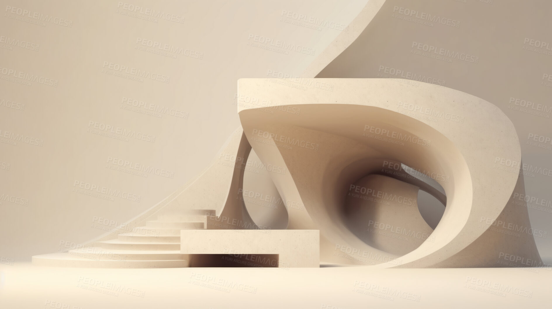 Buy stock photo Abstract architecture design background, intricate futuristic concrete interior 3d render