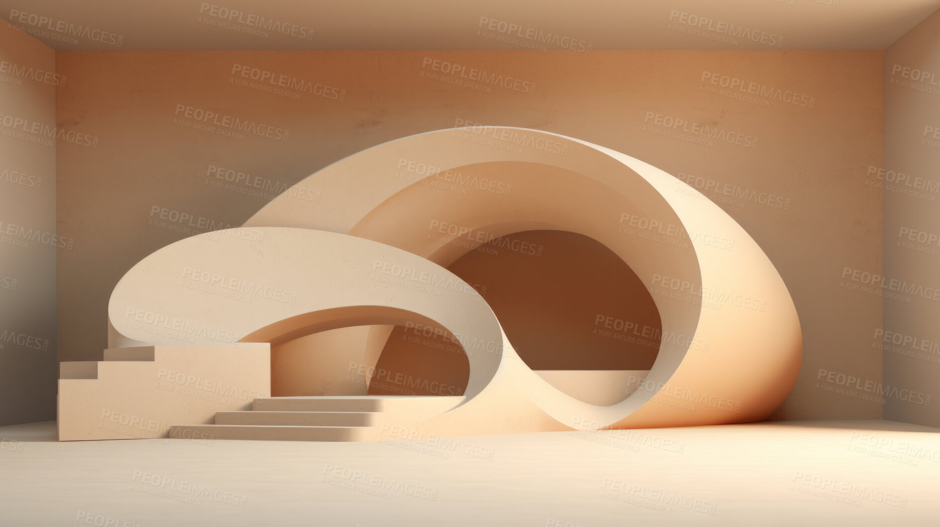 Buy stock photo Abstract architecture design background, intricate futuristic concrete interior 3d render